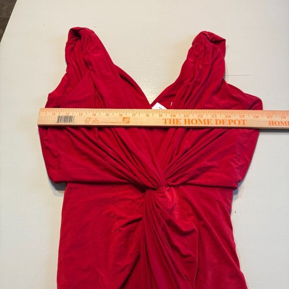 MISA Los Angeles Leza Cross Over Sleeveless Tulip Maxi Dress in Red Size Small - Picture 10 of 11